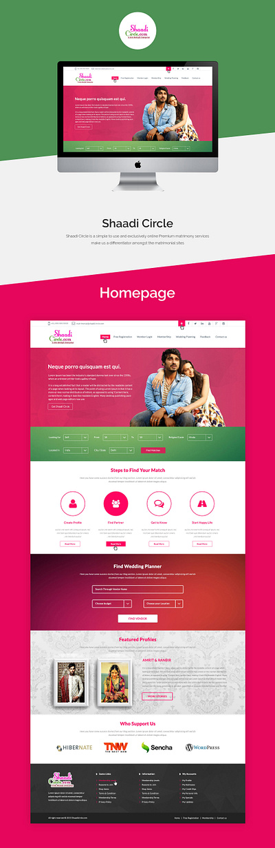 Shaadi circle branding clean design flat typography ui ux website website design