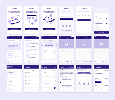 LMS Mobile App Wireframe assignment card design e learning education grade illustration learning management system login otp quiz recordings schedule sign in signup ui user interface ux video