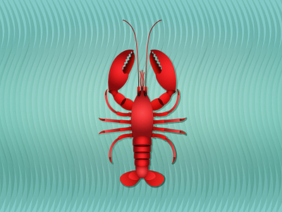 The world is your Lobster adobeillustator crustacean digitalart digitalillustration illustration lobster prawn red sea seaanimals summer teal waves