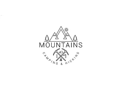 Mountain line art logo brand identity design flatlogo line art logo logo logo 2d outdoor logo