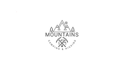 Mountain line art logo brand identity design flatlogo line art logo logo logo 2d outdoor logo