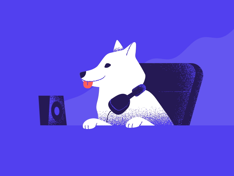 Garso dizaineri? 2d animation dog frame by frame gif headphones illustration music office dog samoyed sound sound design