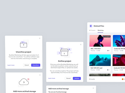 Archival storage interactions animation app desktop dialog dialogs illustration loader loading modals motion storage ui