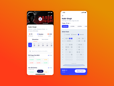 Movie Ticket Booking app design ios mobile movie ticket ui uidesign