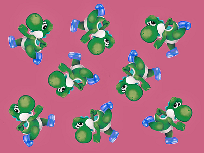 Yoooshi-Green colorful fan art nerd nintendo pattern throwback yoshi