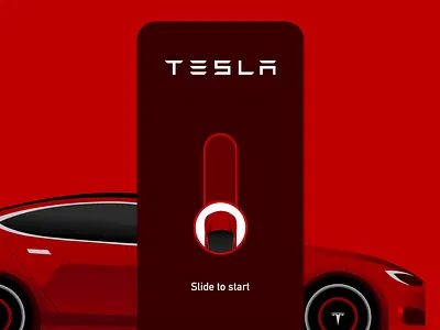 Tesla App - Slide to Start animation app car car app concept design electric car gesture interaction mobile slide slide start tesla ui ux uxdesign vector