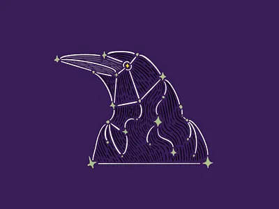 Grackle Constellation astronomy badges bird constellation emblem grackle illustration linework procreate stars