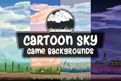 Cartoon Sky 2D Backgrounds 2d backgrounds cartoon game game assets gamedev