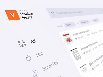 New HackerNews Search and Dark Mode animation blog dark mode links news newsfeed product design search search bar web