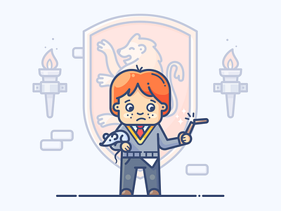 Ron Weasley art boy character design drawing fanart fun harry potter illustration illustrator ipad magic procreate rat ron series set speedpaint sticker vector