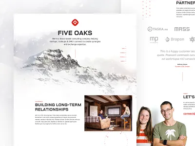 Five Oaks - Landing Page compass consulting desktop five oaks landing page management consulting mountain partnership pattern snow swiss unsplash webdesign website winter