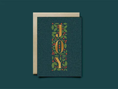 Joy berries greeting card berries christmas greeting card illustration leaves typography