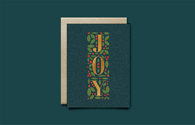 Joy berries greeting card berries christmas greeting card illustration leaves typography