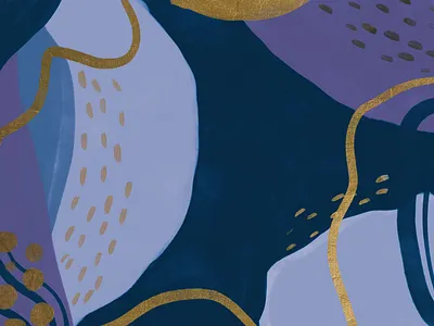 Loose Pattern abstract blue gold paint pattern tribal