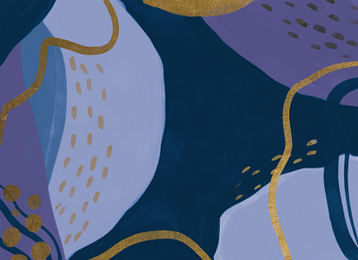 Loose Pattern abstract blue gold paint pattern tribal