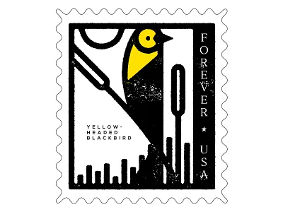 Blackbird Stamp animal bird blackbird design icon illustration south dakota stamp vector