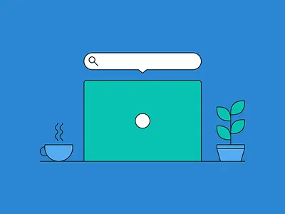 🔎 💻 desk illustration keyword laptop minimal office plant search seo workspace