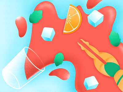 👋Summer! cocktail illustration ipadpro negroni orange procreate spill texture woman