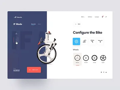 Bike Configuration animation animation design app bicycle bike cart clean configurator customization ecommerce interface minimal motion design product design shop ui ux web website wheels