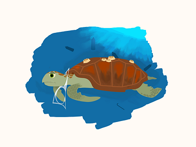 Lonely Turtle animal design environment illustration ocean