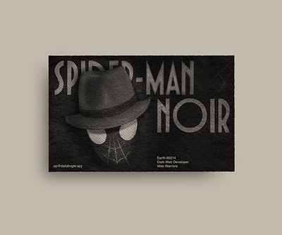 A dark web developer in the '30s business card dark web dribbbleweeklywarmup editorial graphic design helvetica noir print procreate spiderman spiderman noir spidey superhero typeface