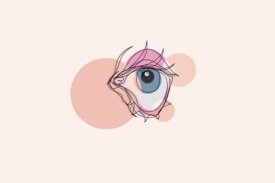 E Y E abstract blind contour bubblegum color contour design eye eyeball illustration illustrator outline pink vector