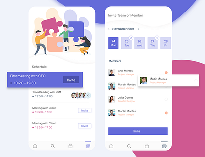 Management tool app banner calendar creative design homepage illustration interaction design invite managment team teamapp teambuilding teamwork typography uiux uiux design