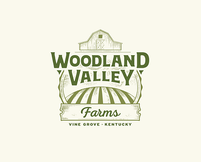 Woodland Valley Farms Logo agriculture barn engraving farm illustration logo logo design valley vector