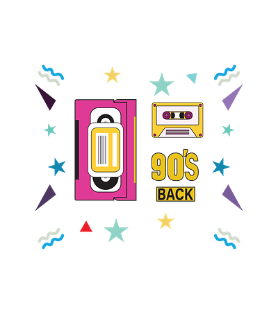 back to 90 s design illustration vector