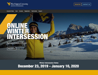 WVU Winter Intersession Website branding design marketing typography website