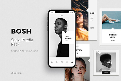 BOSH - Social Media Pack Free PSD freebies instagram stories instagram templates