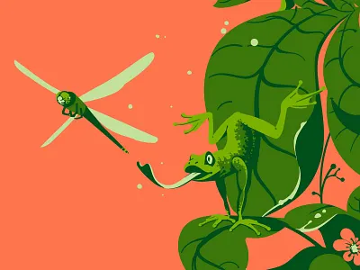 Hunting dragon fly adobeillustrator animal art digitalart dragonfly drawing frog hunting illustration illustrator nature vector wildlife