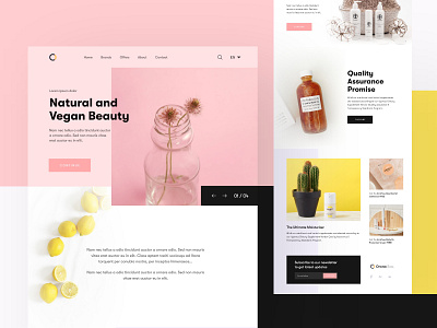 Beauty Products Web Interface colorful creative homepage landing page minimal mockup products service typography ui design uiux ux design web web design webpage website