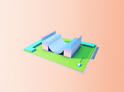 Afternoon Halfpipe 3d c4d cinema4d halfpipe isometric minimal padgham photoshop polygonal render ryan skateboard