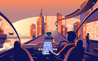 Smart city automobile future illustration smart city tech city technology transport