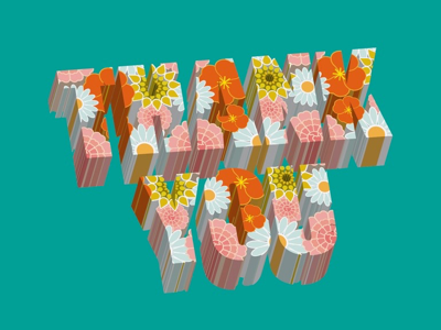 Thank you typography 3d floral