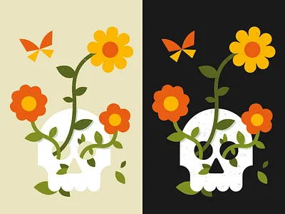 Days/nights art butterfly flower illustration skull skull art texture vector