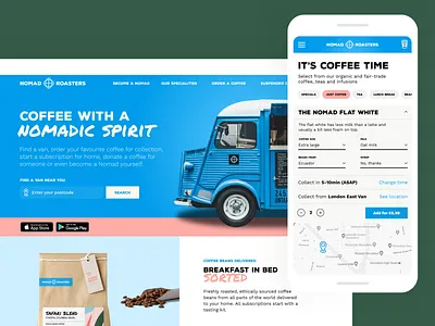 Nomad Roasters appdesign coffee coffee shop coffee van ecommerce nomads roasters