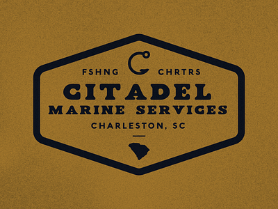 Citadel Marine Services Badge apparel badge badge logo branding branding design charleston charters design fishing logo marine merch patches services southcarolina type typography vintage yellow