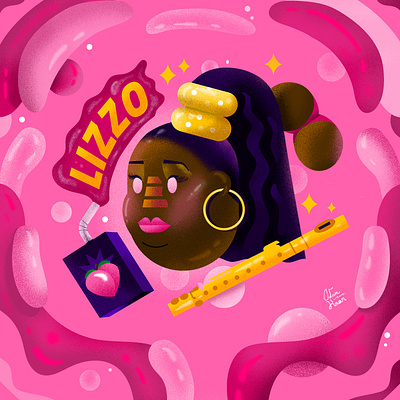 Lizzo booty character float graphicdesign illustration lettering lizzo music woman