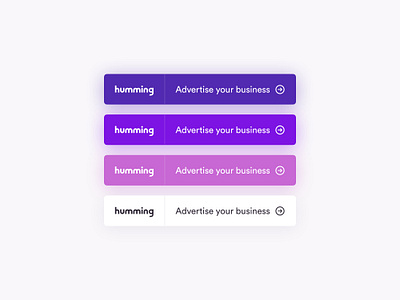 Humming – Buttons adtech advertising arrow branding button buttons design flat flatish glow glowing ios pink product purple shadow simple ui ux web app