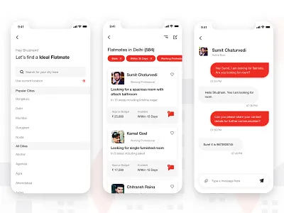 Find Flatmate app for flatemate chat design flatemate illustration ios app design message mobile mobile app mobile app design search flatmate sketchapp ui uiux uxdesign