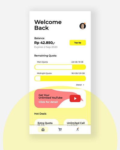 'Yellow' Quota Monitoring App - UI Design #2 adobexd app branding design ui uidesign uiux ux