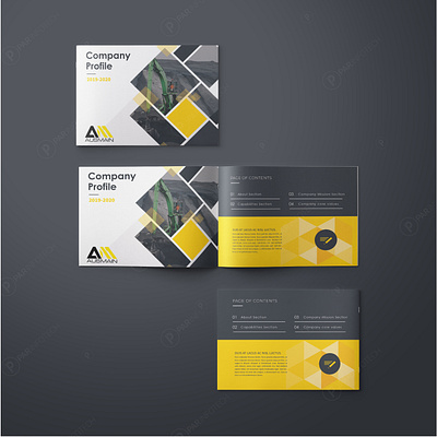 Capability Statement- Company Brochure booklet design business business brochure company profile grey landscape mockup yellow