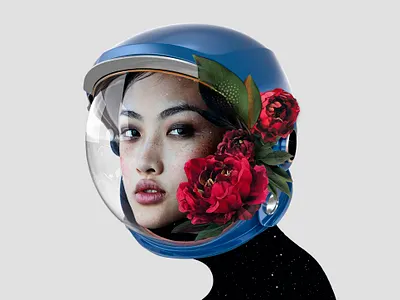 Digital collage "Space Odyssey" collage design digital collage digital illustrator digitalart illustration roses space art space odyssey spacesuit stanley kubrick woman