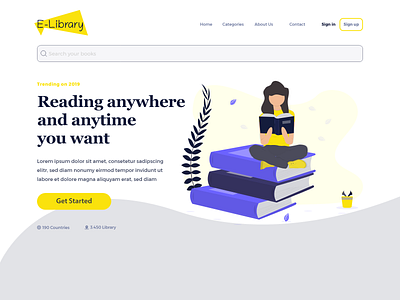 E Library design indonesia designer landing landing design landingpage library ui ux web website