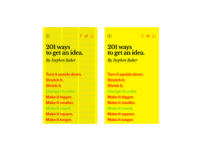 201 ways to get an idea website button states concept design grids howto ideation list minimal single page website technique typography ui web website