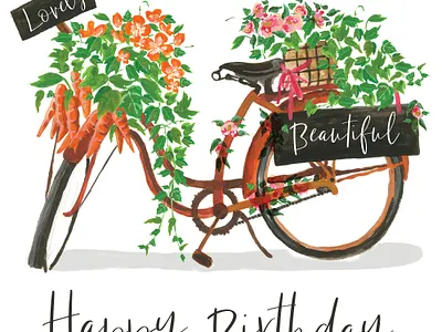 Lovely Bicycle acrylic acrylic painting beautiful bicycle editorial editorial illustration floral flower flowers illustration illustration art illustration design illustrator paint painting traditional illustration
