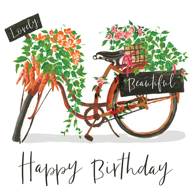 Lovely Bicycle acrylic acrylic painting beautiful bicycle editorial editorial illustration floral flower flowers illustration illustration art illustration design illustrator paint painting traditional illustration