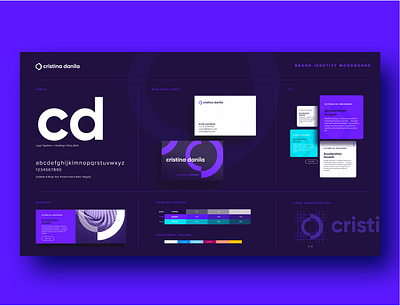 Brand identity moodboard banner brand brand identity branding branding design business card business cards concept logo grid logodesign purple typography